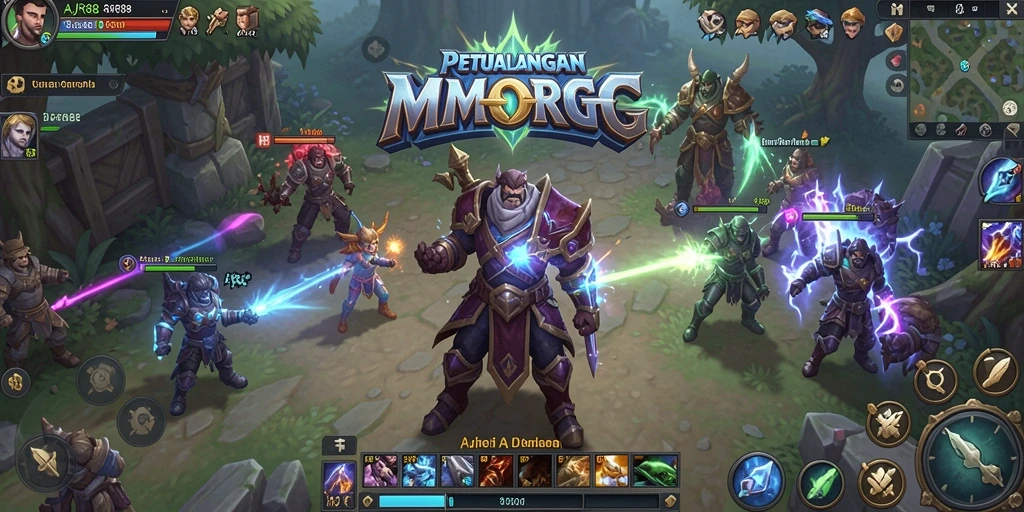 Screenshot gameplay AJR88 dengan aksi pertempuran seru dalam dunia MMORPG.