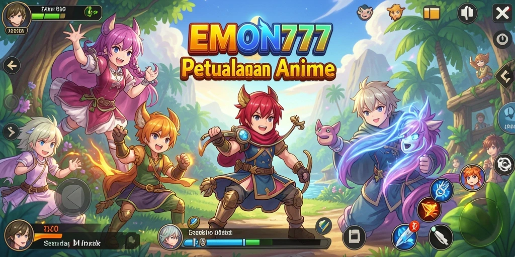 Tampilan gameplay EMON777 dengan karakter Anime yang seru.