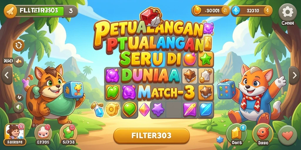 Screenshot gameplay FILTER303 menampilkan elemen warna-warni yang menarik.