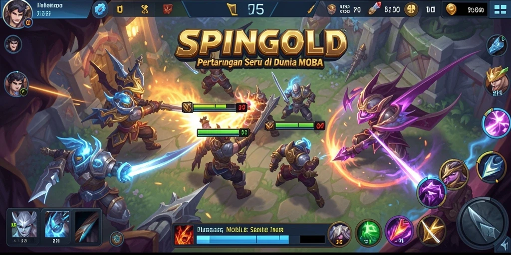 Screenshot gameplay SPINGOLD yang menampilkan aksi seru MOBA.