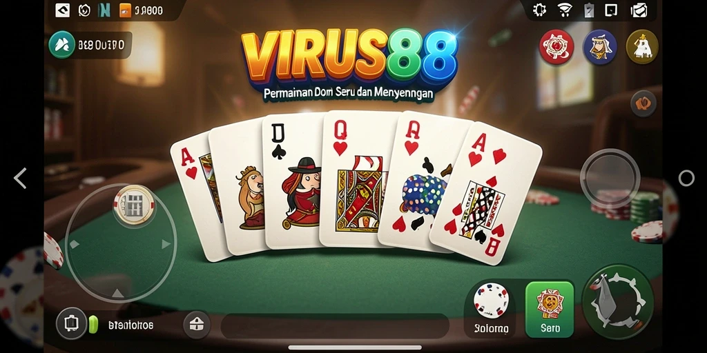 Tampilan gameplay seru Domino di VIRUS88 yang menegangkan.